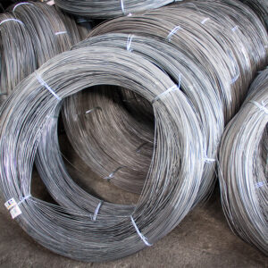 Stacked coils of steel wire