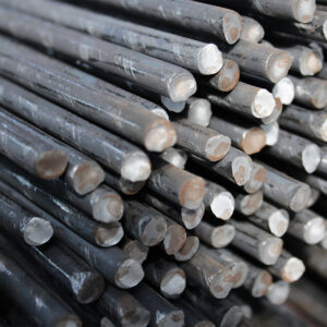 Stack of round reinforcing bars seen end on