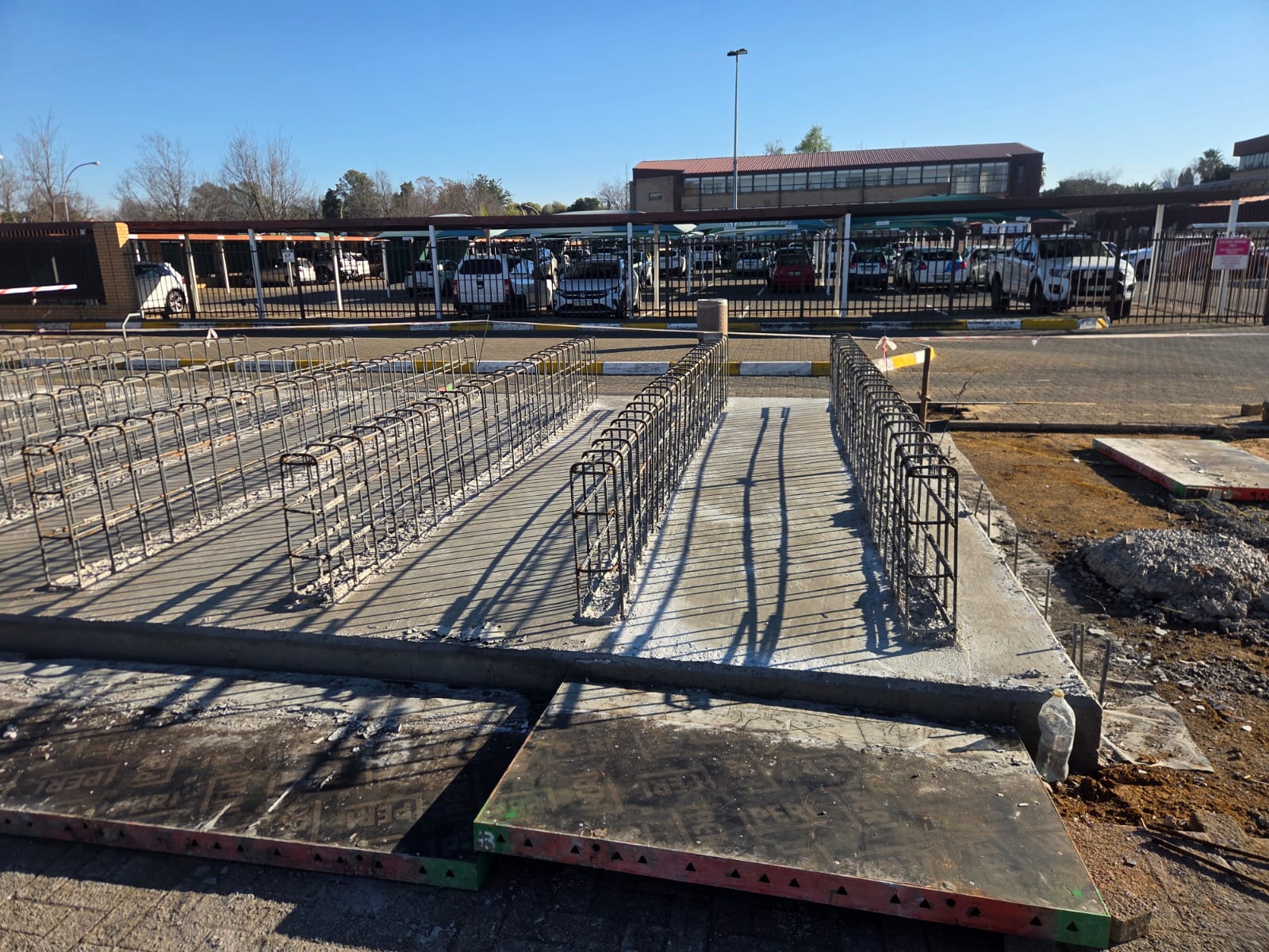 Cut and bent reinforcing steel from RMS Bloemfontein at Rosepark Hospital