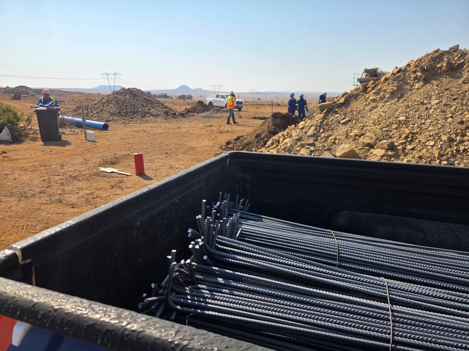 RMS reinforcing steel on site at the Sonvanger Solar project, Theunissen, Free State