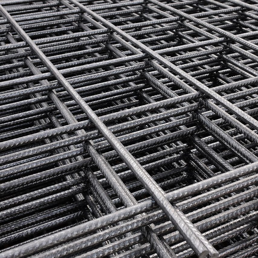 Close-up of welded mesh sheets showing the welded wire grid