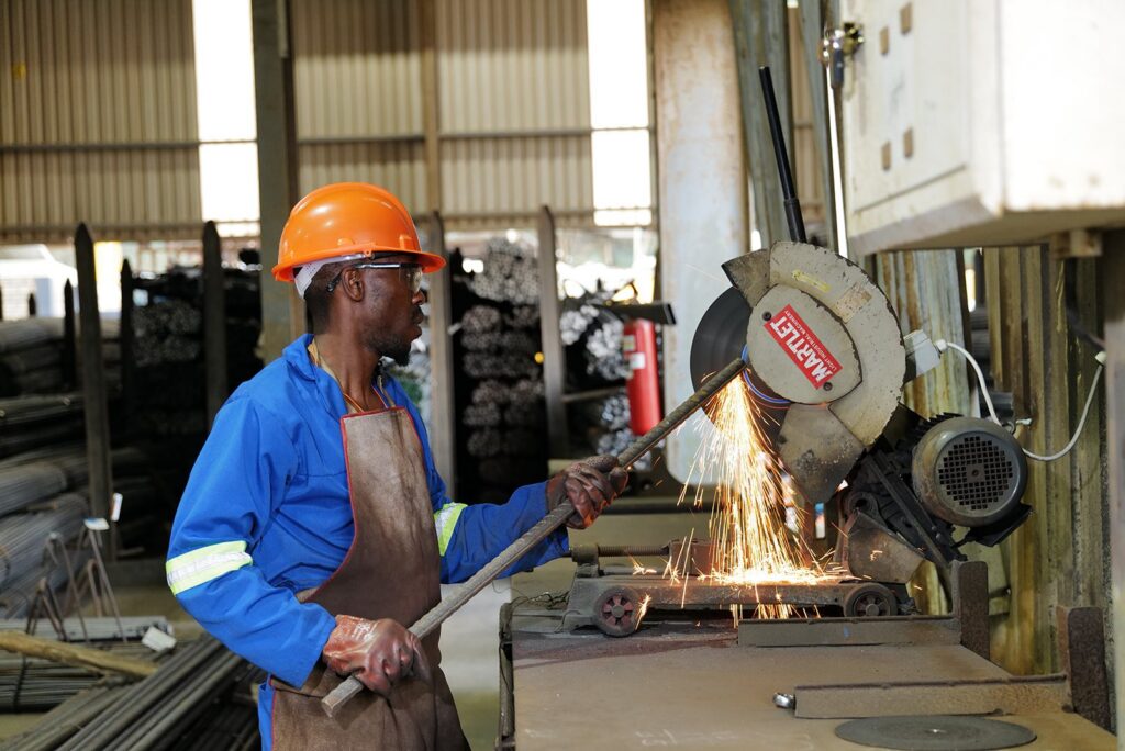 Welded Mesh and Cut and Bend for Coastal Builds in Durban and Richards Bay 6 Reinforcing steel being cut to length at RMS Durban