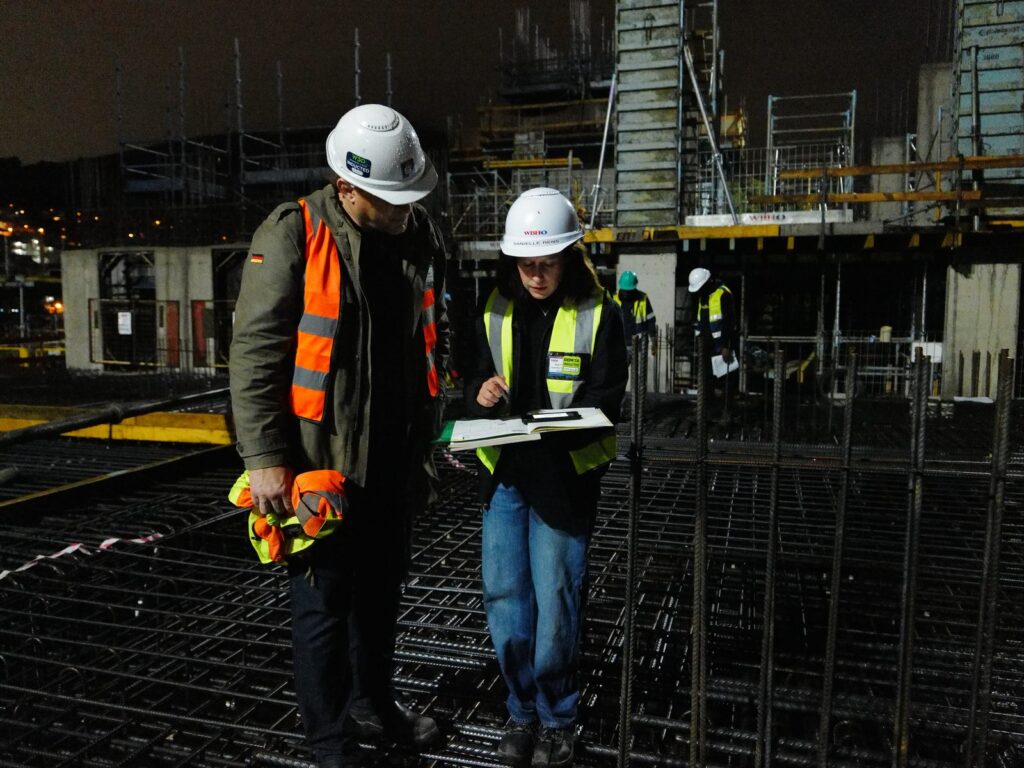 The Granger Building, Cape Town 17 RMS team checking the reinforcement drawings before dawn on the day of the concrete pour at The Granger Building