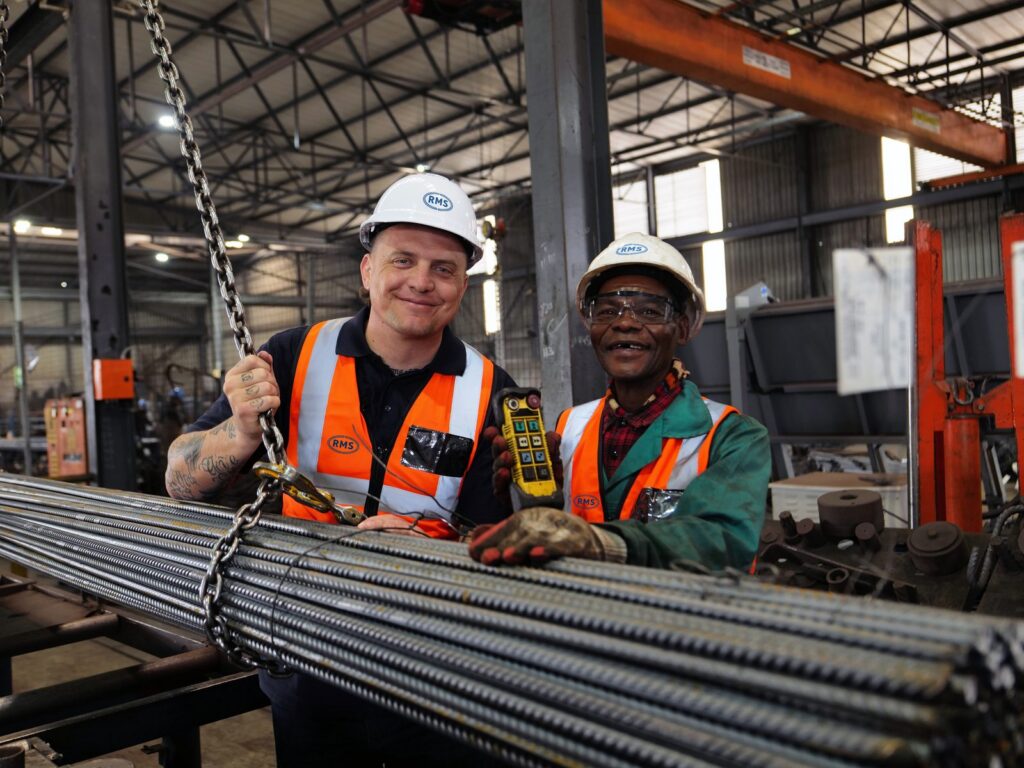 The Granger Building, Cape Town 2 RMS Cape Town team with bundled reinforcing steel at the Blackheath cut and bend facility