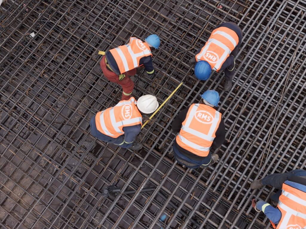 The Granger Building, Cape Town 25 Overhead view of RMS steel fixers working on the reinforcement mats