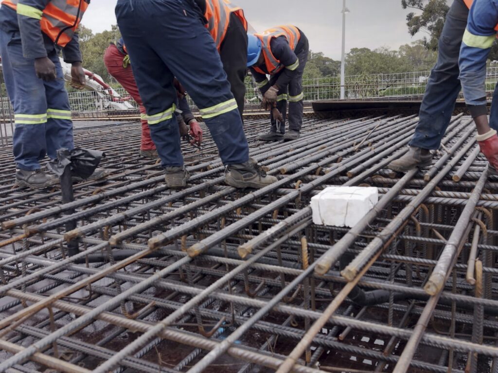 The Granger Building, Cape Town 4 RMS steel fixers tying reinforcing steel on The Granger Building slab