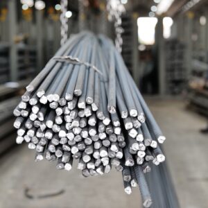 Y bar high tensile reinforcing steel bundle ends, RMS yard